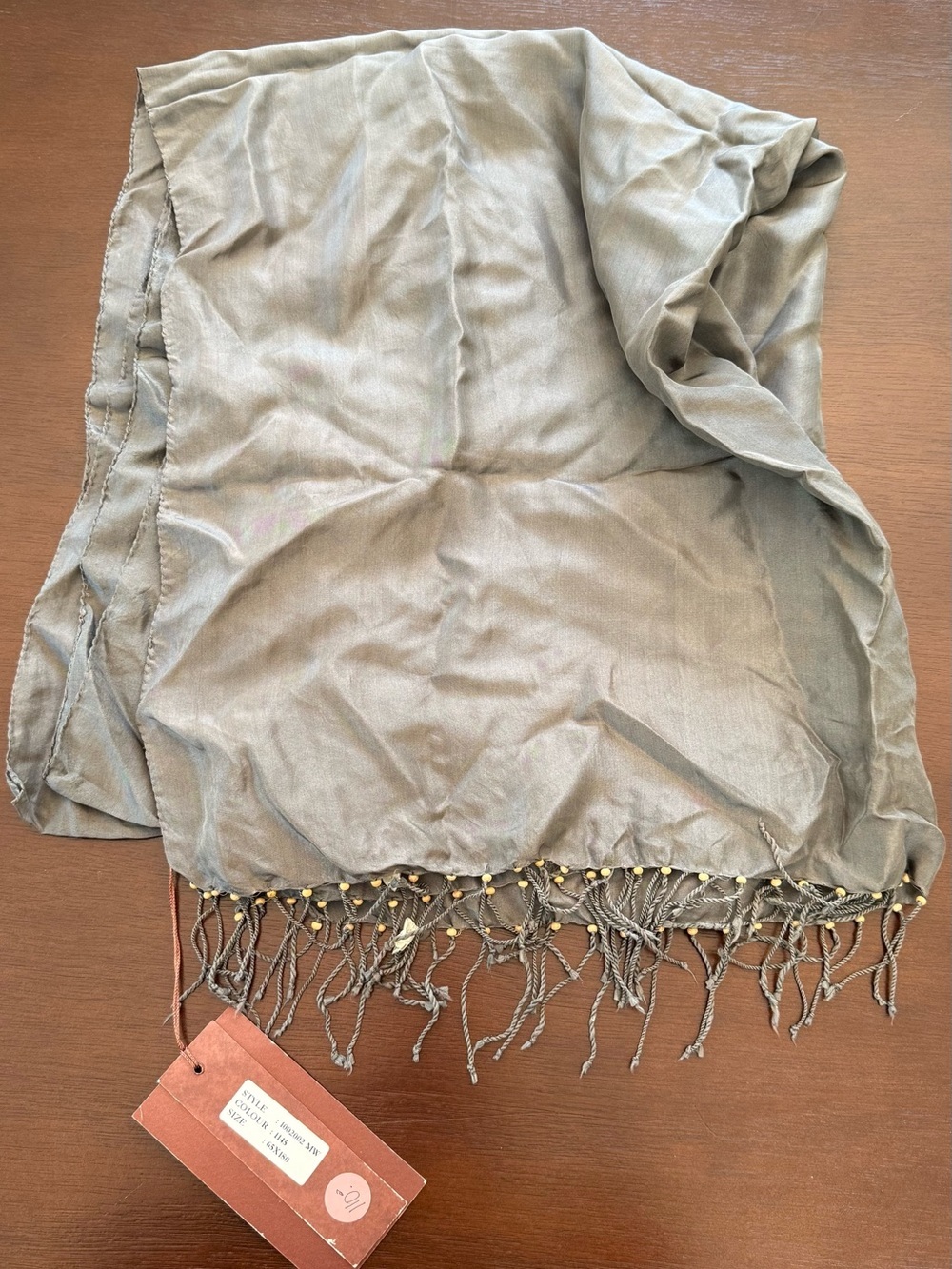 Jaipur Silk Gray Fringe Scarf